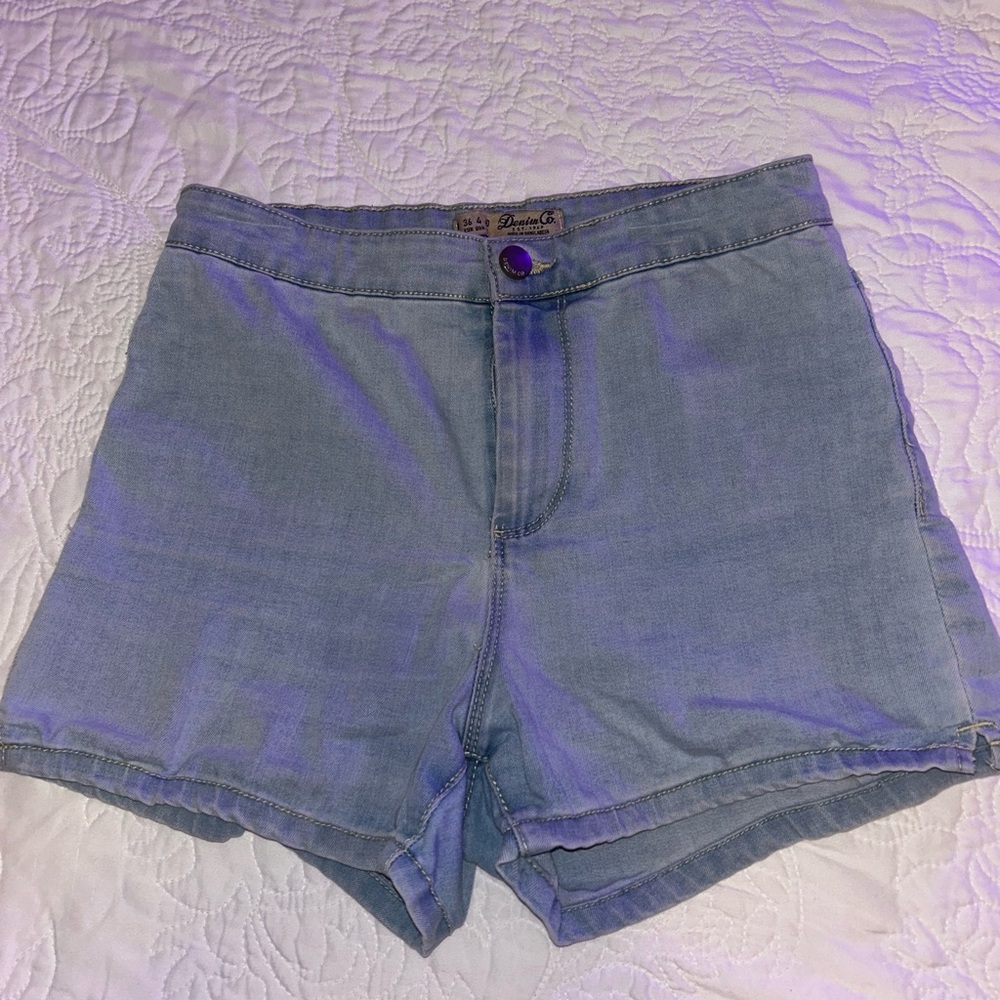 Denim&Co Light Blue High-Rise Denim Shorts